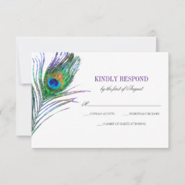 Waterverf Peacock Feather Wedding RSVP