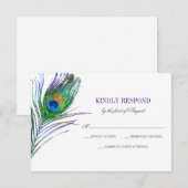 Waterverf Peacock Feather Wedding RSVP (Voorkant / Achterkant)