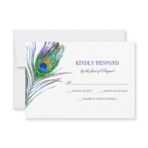 Waterverf Peacock Feather Wedding RSVP