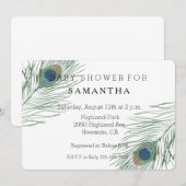 Waterverf Peacock Feathers baby shower Kaart (Voorkant / Achterkant)