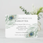 Waterverf Peacock Feathers baby shower Kaart (Staand voorkant)