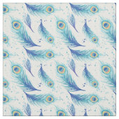 Waterverf Peacock Feathers Patroon Stof (Swatch)