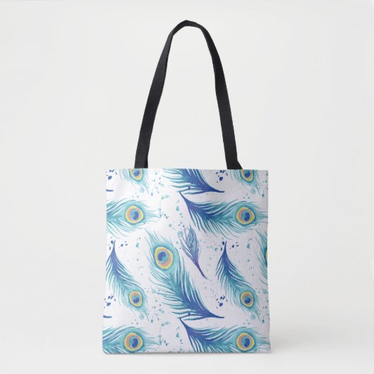 Waterverf Peacock Feathers Tote Bag (Voorkant)