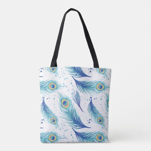 Waterverf Peacock Feathers Tote Bag (Achterkant)