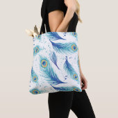Waterverf Peacock Feathers Tote Bag (Dichtbij)