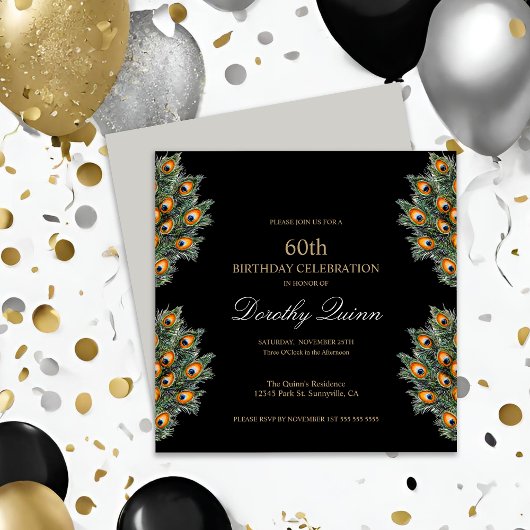 Waterverf Peacock Feathers Verjaardag Kaart