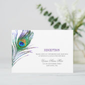 Waterverf Peacock Fether Wedding Reception Kaart (Staand voorkant)