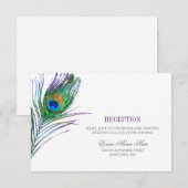Waterverf Peacock Fether Wedding Reception Kaart (Voorkant / Achterkant)