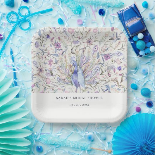 Waterverf Peacock Flora Vrijgezellenfeest met zach Papieren Bordje (Feest)