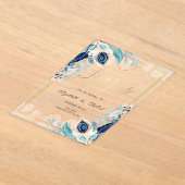 Waterverf Peacock Floral slaat de datum op Acryl Uitnodigingen (Laagn)