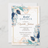 Waterverf Peacock Floral Vrijgezellenfeest Kaart (Voorkant)