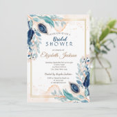 Waterverf Peacock Floral Vrijgezellenfeest Kaart (Staand voorkant)