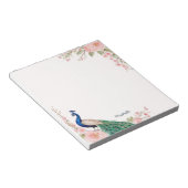 Waterverf Peacock Flowers Persoonlijke naam Notitieblok (Schuin)