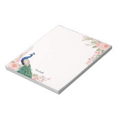 Waterverf Peacock Flowers Persoonlijke naam Notitieblok (Linkerzijde)