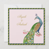 Waterverf Peacock Indische bruiloft Kaart (Voorkant)