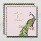 Waterverf Peacock Indische bruiloft Kaart (Voorkant / Achterkant)