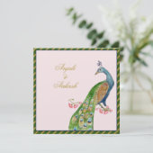 Waterverf Peacock Indische bruiloft Kaart (Staand voorkant)