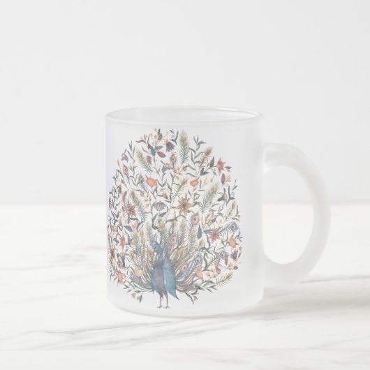 Waterverf Peacock Matglas Koffiemok (Rechts)