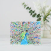 Waterverf Peacock Painting Briefkaart (Staand voorkant)