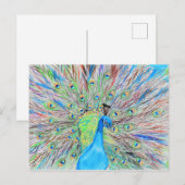 Waterverf Peacock Painting Briefkaart (Voorkant / Achterkant)