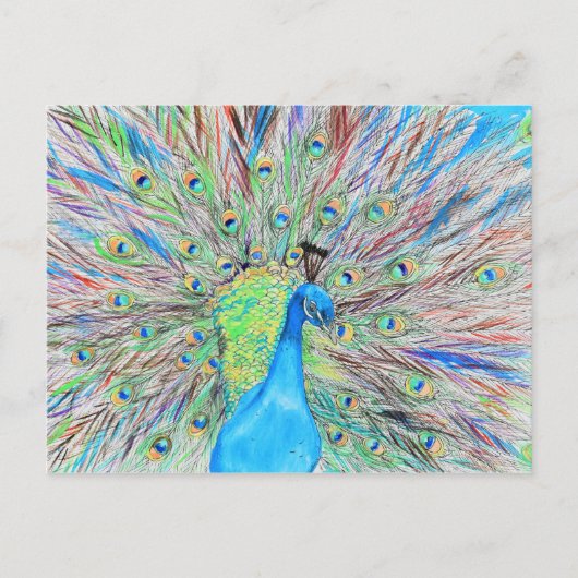 Waterverf Peacock Painting Briefkaart (Voorkant)