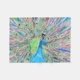 Waterverf Peacock Painting Fleece Deken