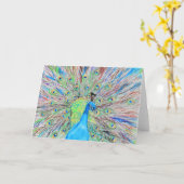 Waterverf Peacock Painting Kaart (Gele Bloem)