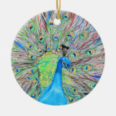 Waterverf Peacock Painting Keramisch Ornament (Voorkant)
