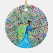 Waterverf Peacock Painting Keramisch Ornament (Achterkant)