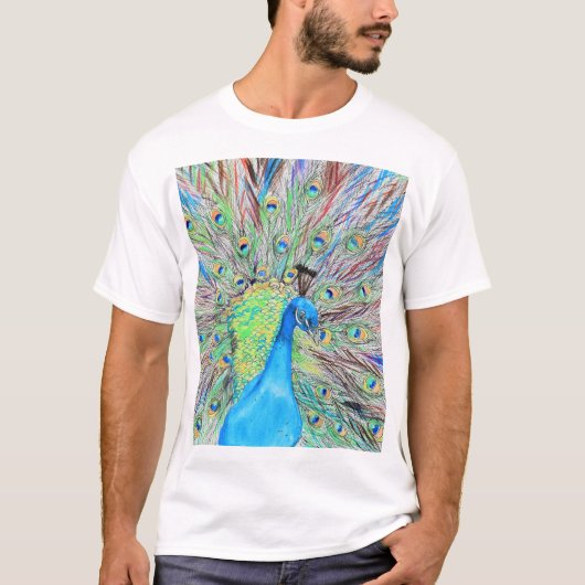 Waterverf Peacock Painting T-shirt (Voorkant)
