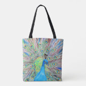 Waterverf Peacock Painting Tote Bag (Achterkant)