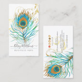 WATERVERF PEACOCK PLUME+FILIGREE SWIRLS  VISITEKAARTJE (Voorkant / Achterkant)