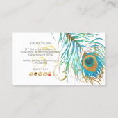 WATERVERF PEACOCK PLUME+FILIGREE SWIRLS  VISITEKAARTJE (Achterkant)