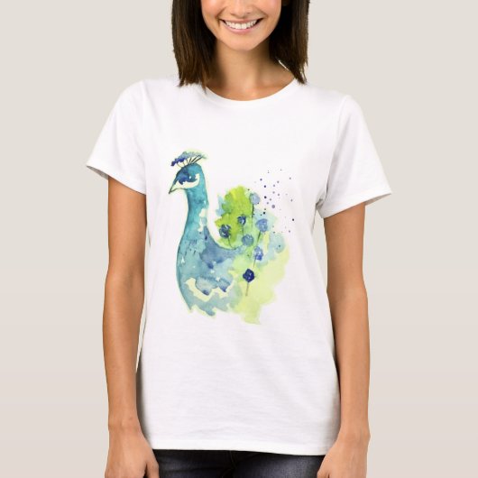 Waterverf Peacock Portrait T-shirt (Voorkant)
