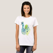 Waterverf Peacock Portrait T-shirt (Voorkant volledig)