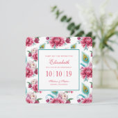 Waterverf Peacock & Red Floral - Bridesmaid Kaart (Staand voorkant)