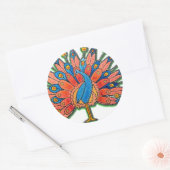 Waterverf Peacock Ronde Sticker (Envelop)