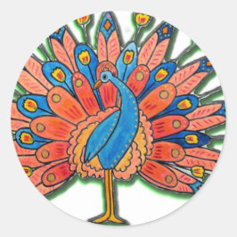 Waterverf Peacock Ronde Sticker