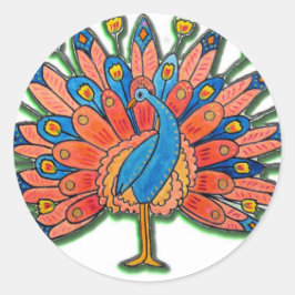 Waterverf Peacock Ronde Sticker
