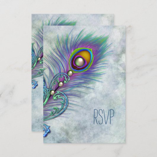  Waterverf Peacock RSVP (Voorkant / Achterkant)