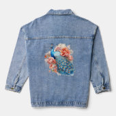 Waterverf Peacock Sinaasappel Botanische Bloemen Denim Jacket (Achterkant)
