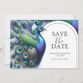 Waterverf Peacock Sla de datumuitnodiging op Save The Date (Voorkant)