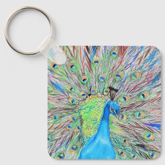Waterverf Peacock-Sleutelhanger Sleutelhanger (Voorkant)