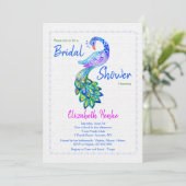 Waterverf Peacock Uitnodiging (Staand voorkant)