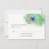 Waterverf Peacock Veer Bruiloft RSVP (Voorkant)