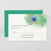 Waterverf Peacock Veer Bruiloft RSVP (Voorkant / Achterkant)