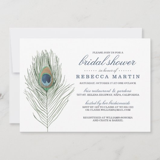 Waterverf Peacock-Vrijgezellenfeest Kaart (Voorkant)