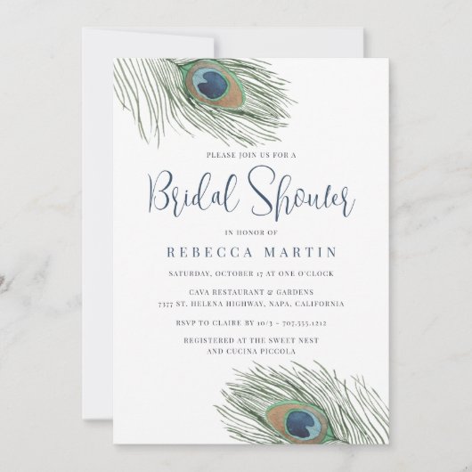 Waterverf Peacock-Vrijgezellenfeest Kaart (Voorkant)