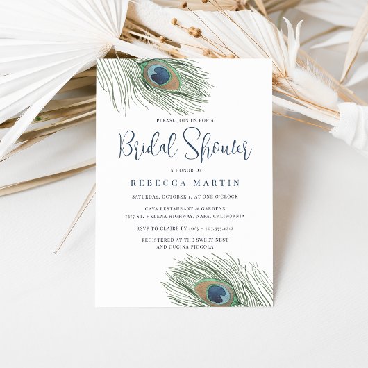 Waterverf Peacock-Vrijgezellenfeest Kaart