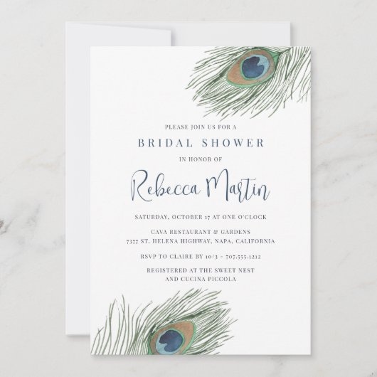 Waterverf Peacock-Vrijgezellenfeest Kaart (Voorkant)